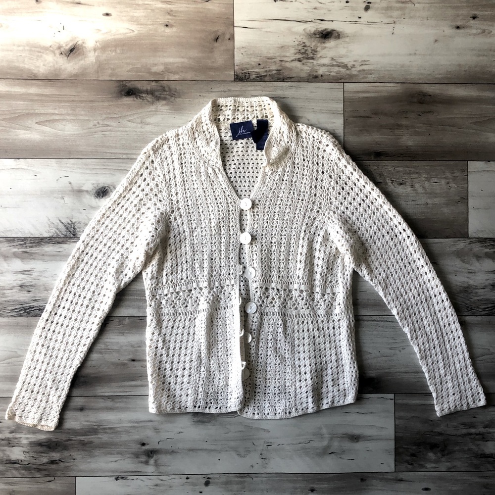 Jh Collectibles Crochet Cream Cardigan